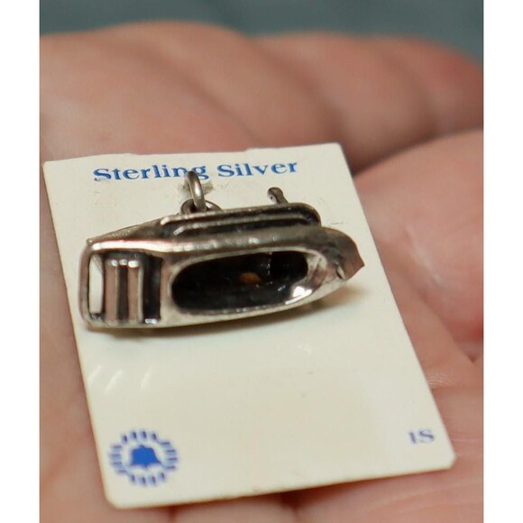 Sterling Paddle Wheel Boat Charm Illinois NOS on Card - Picture 3 of 4